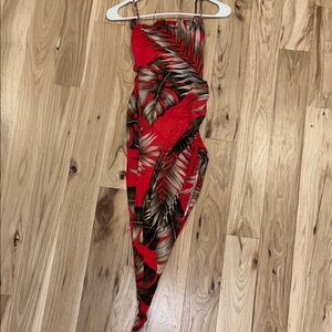 Tropical Red and Brown Maxi Dress